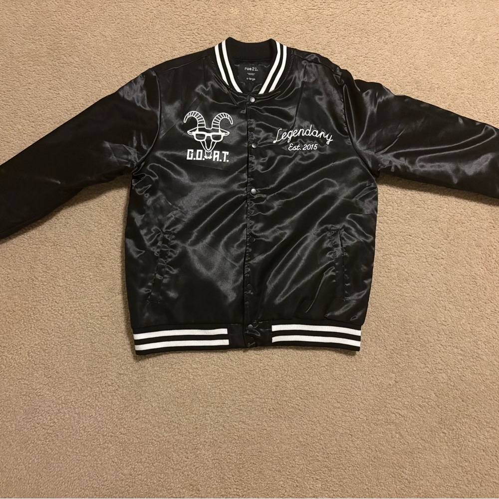 Rue21 Black Bomber Jacket with Satin Finish